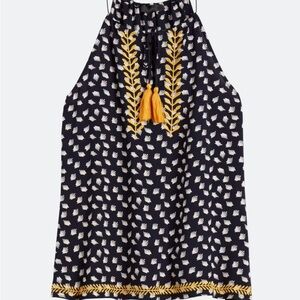 THML Navy and Gold Patterned Blouse